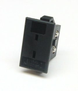 This is a mini panel jack connector in a type J configuration.  Snaps into a rectangular opening with ease.
