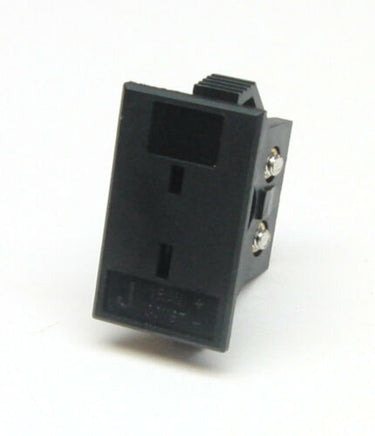 This is a mini panel jack connector in a type J configuration.  Snaps into a rectangular opening with ease.
