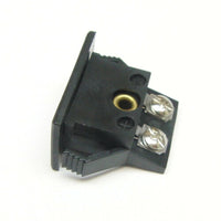 This is a mini panel jack connector in a type-J configuration.  Snaps into a rectangular opening with ease.